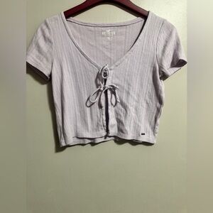Hollister Women's Light Purple Tie-Front Crop Top Size S